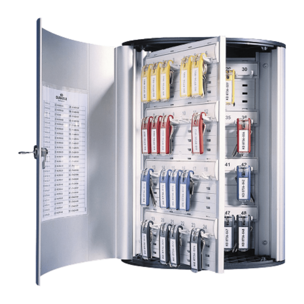 DURABLE OFFICE PRODUCTS CORP DURABLE 195523  72-Key Locking Tag-Style Aluminum Key Tag Cabinet, 15 3/4in x 11 3/4in x 4 5/8in, Silver