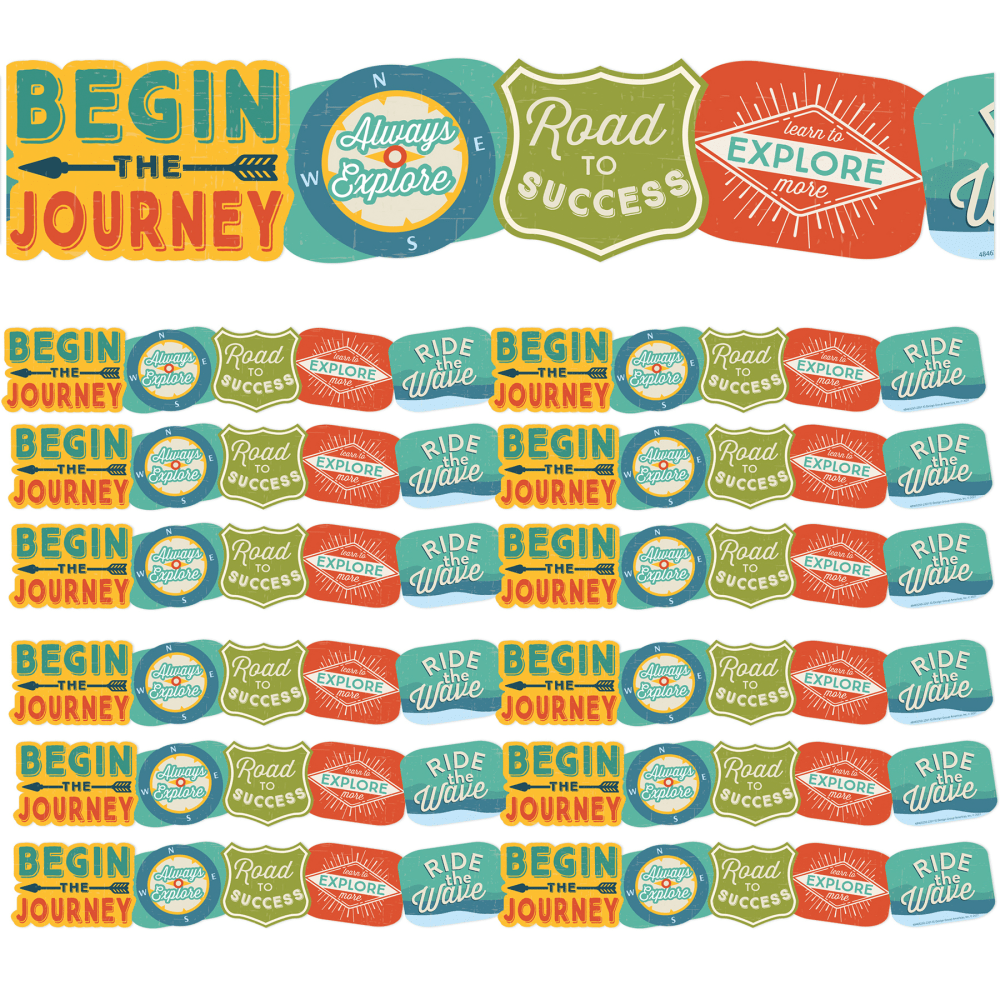 EDUCATORS RESOURCE EU-846325-6 Eureka School Extra-Wide Deco Trim, Adventurer Badges, 37' Per Pack, Set Of 6 Packs