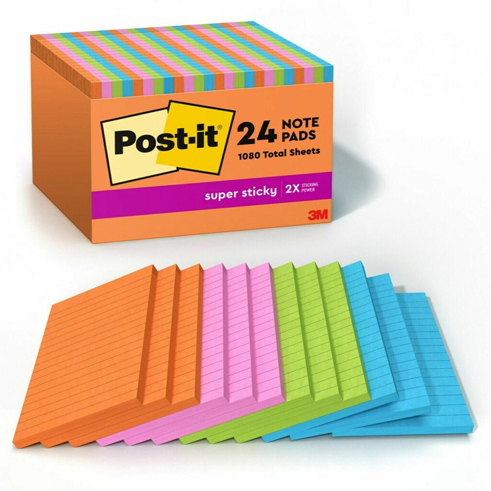 3M Post-it&reg; 66024SSAUCP Post-it&reg; Super Sticky Notes - Energy Boost Color Collection