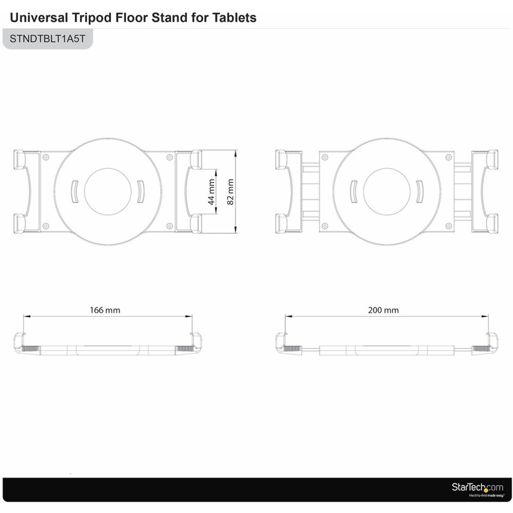 StarTech.com STNDTBLT1A5T StarTech.com Adjustable Tablet Tripod Stand - For 6.5" to 7.8" Wide Tablets - Height adjustable from 29.3" to 62" (74.5 cm to 157 cm) - Rotate the tablet 360 degrees - Tilt the screen to your preferred viewing angle - Presen