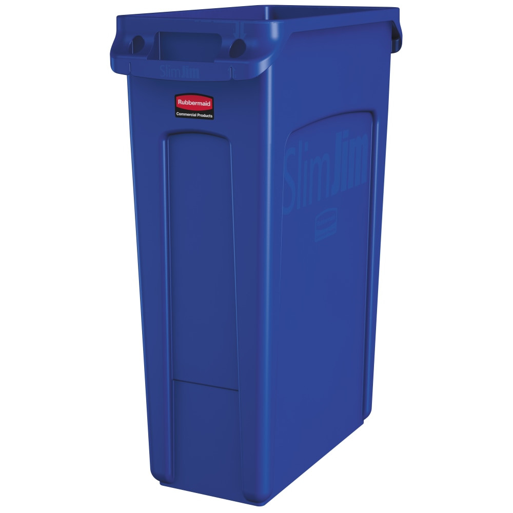 RUBBERMAID 1956185  Slim Jim Rectangular Polyethylene Vented Waste Receptacle, 23 Gallons, Blue