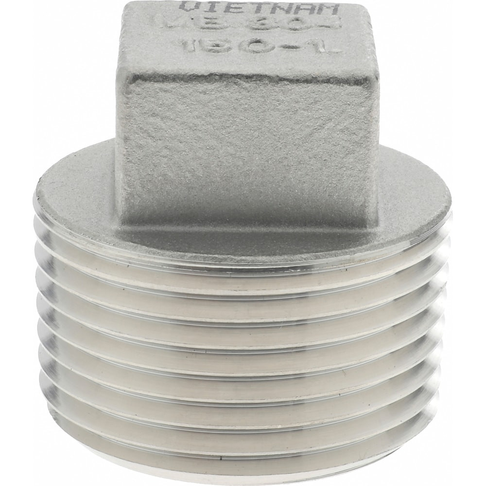 Merit Brass K417-16 Pipe Square Head Plug: 1" Fitting, 304 Stainless Steel