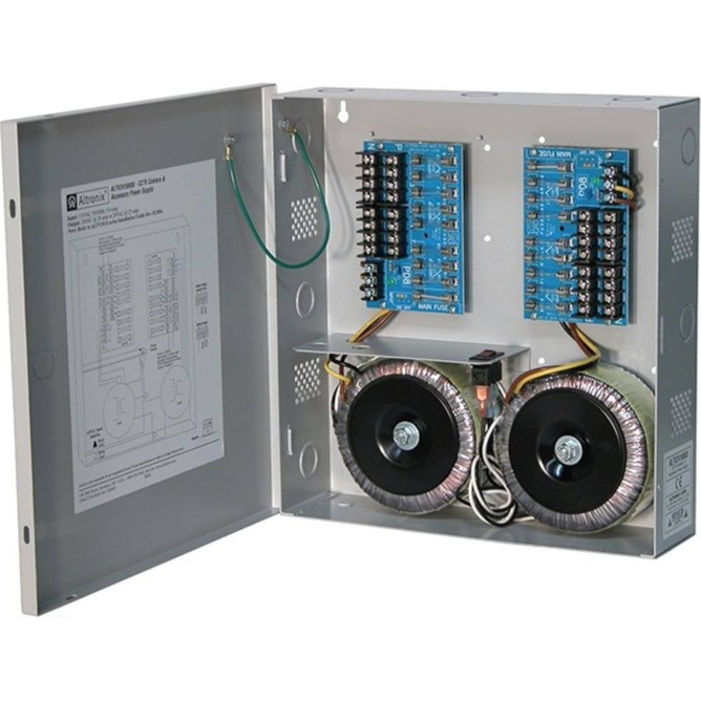 24VAC @ 28A or 28VAC @ 25A, fused outputs.  CE approved.  16 Output CCTV Power Supply.