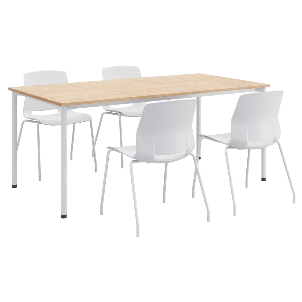 KENTUCKIANA FOAM INC KFI Studios 840031924148  Dailey Table Set With 4 Sled Chairs, Natural Table/White Chairs