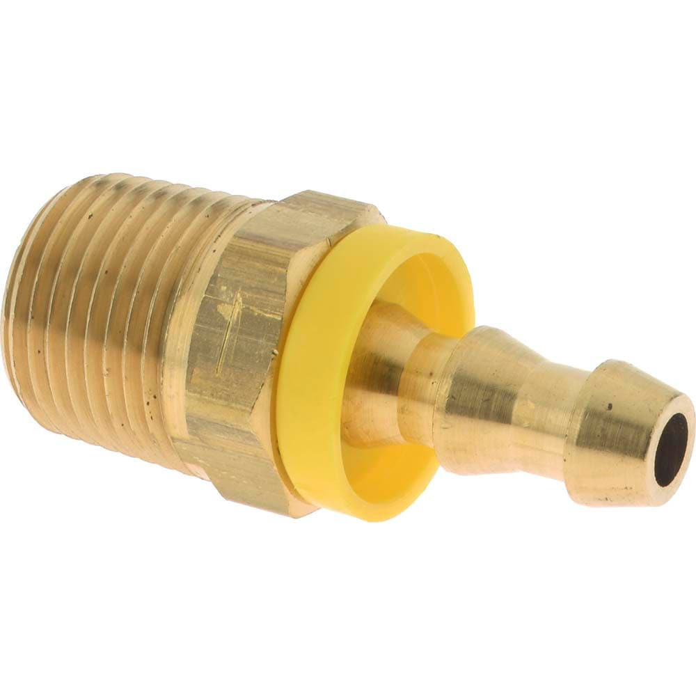 CerroBrass 301-46 Barbed Push-On Hose Male Connector: 3/8" NPTF, Brass, 1/4" Barb