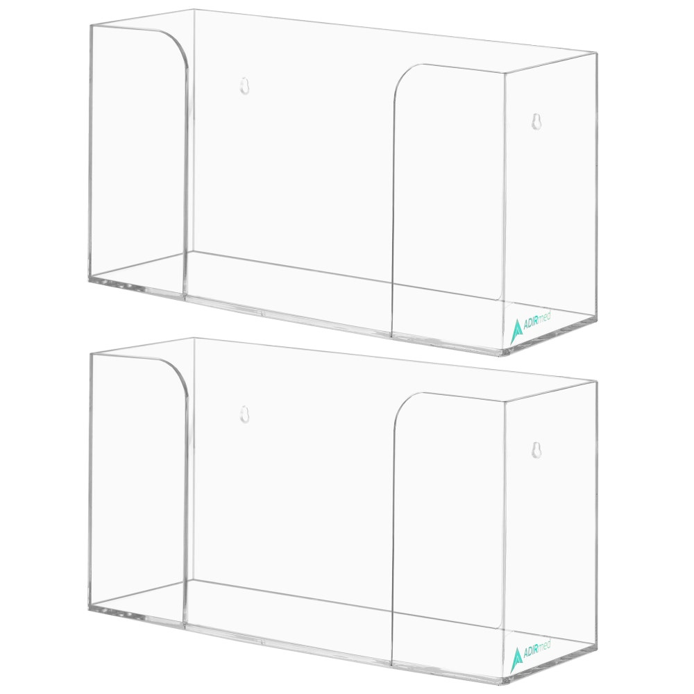 ADIR CORP. ALP488-01-2PK Alpine Acrylic Single Box Glove Dispensers, 5-1/3in x 10-1/5in x 4in, Clear, Pack Of 2 Dispensers