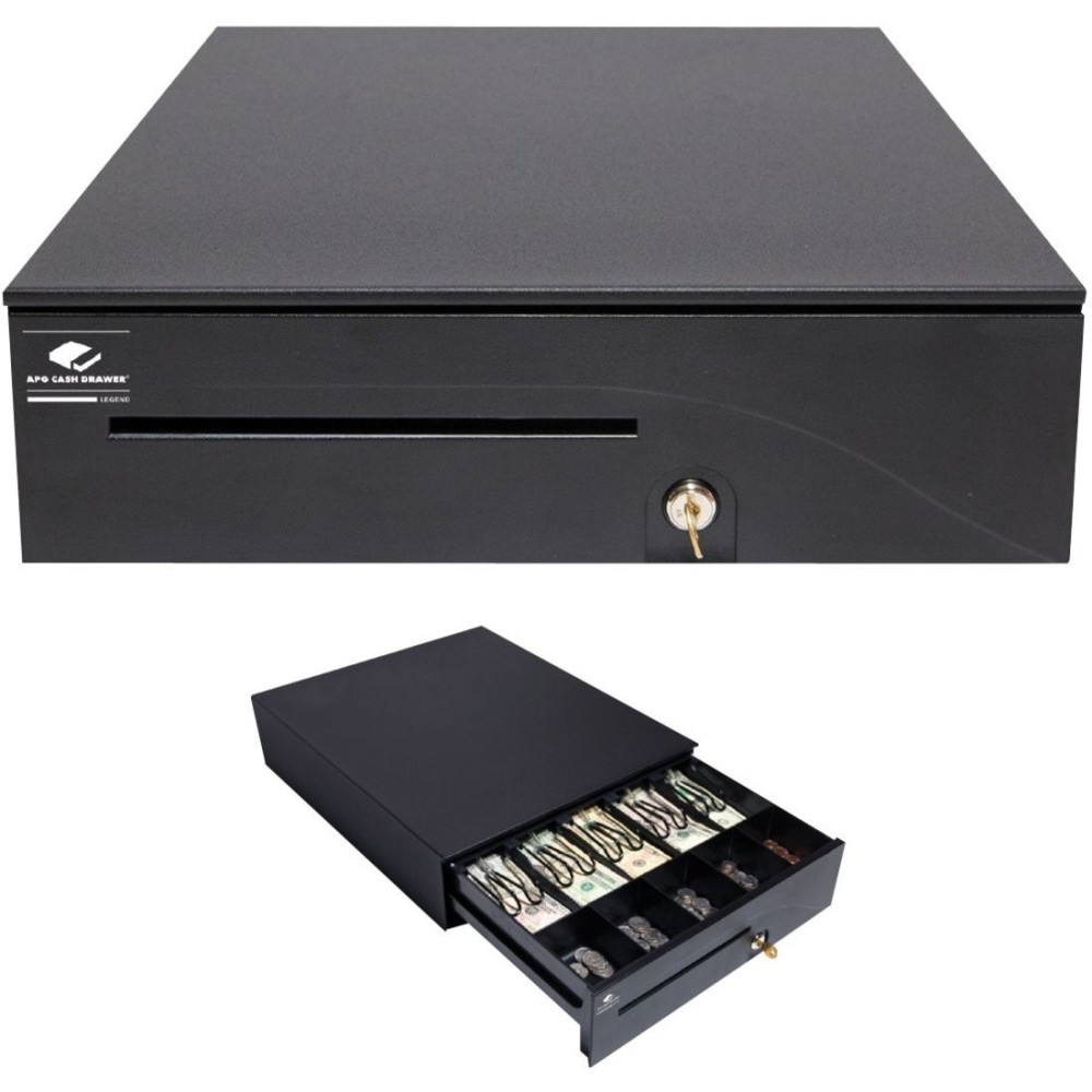 Small in size, the APG 00 cash drawer does not compromise efficiency. It actually improves upon it, increasing the effectiveness of your workstation. Designed around a full size till, the narrow footprint of the 100 minimizes the amount of counter space required. There is ample storage in a deep under-till compartment, to hold coin rolls and packaged currency. An adjustable media slot divider separates and organizes different media types.