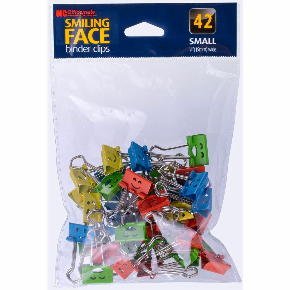 Officemate, LLC Officemate 31090 Officemate Smiling Faces Binder Clips, 42PC