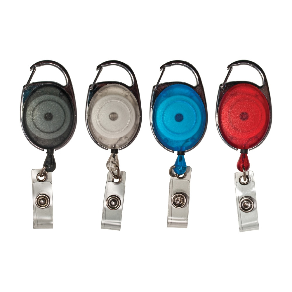 ADVANTUS CORP. 75552 Advantus Retractable Carabiner-Style Badge Reel with Badge Strap, Assorted Colors, 20/PK