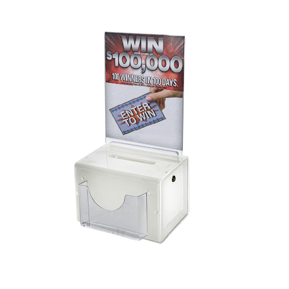 AZAR DISPLAYS 206387  Plastic Suggestion Box, With Lock, Large, 6 1/4inH x 9inW x 6 1/4inD, White