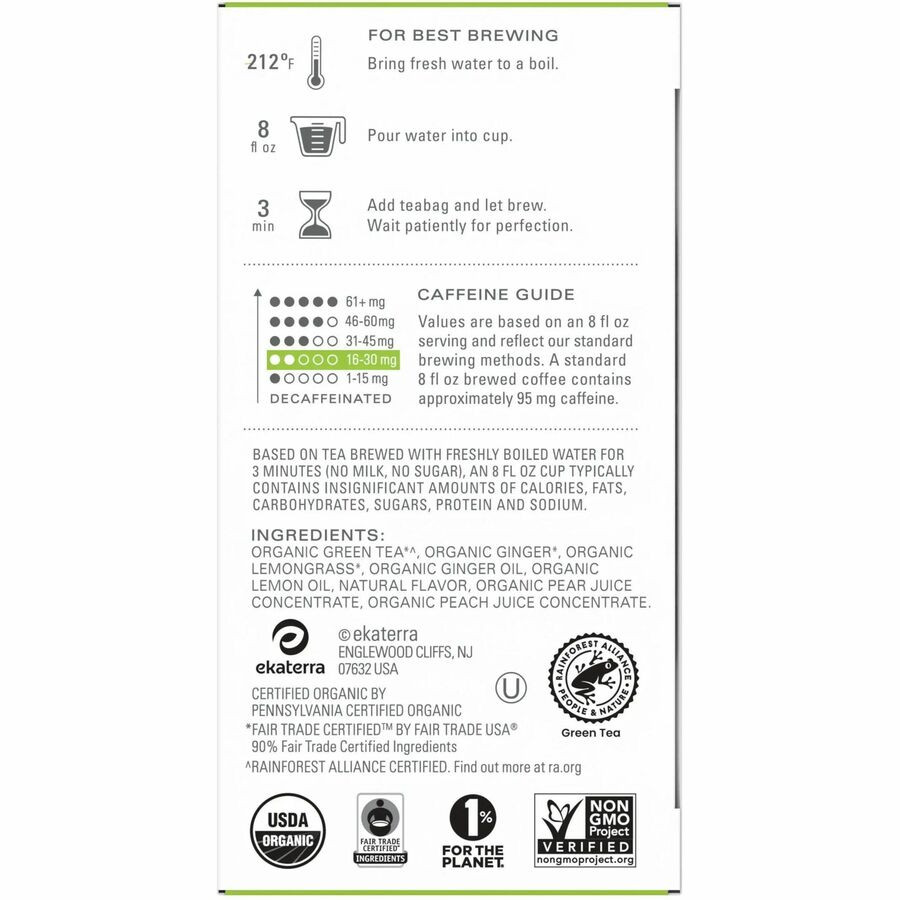 Unilever N.V Tazo 00356 Tazo Regenerative Organic Green Ginger Green Tea Bag