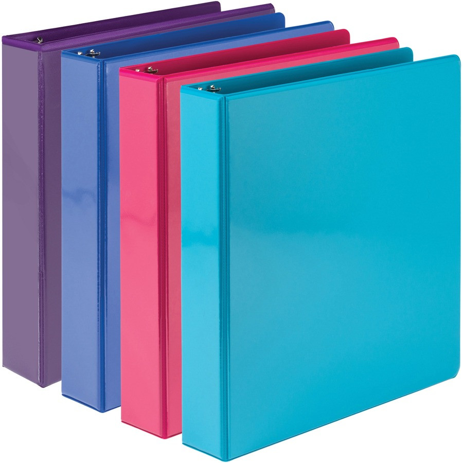 Samsill Corporation Samsill MP46459 Samsill Durable 1.5 Inch Binder, Made in the USA, D Ring Customizable Clear View Binder, Fashion Assortment, 4 Pack, Each Holds 350 Page (MP46459)
