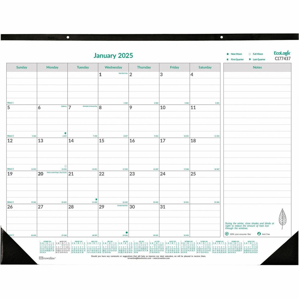 Dominion Blueline, Inc Brownline C177437 Brownline Ecologix Monthly Desk Pad