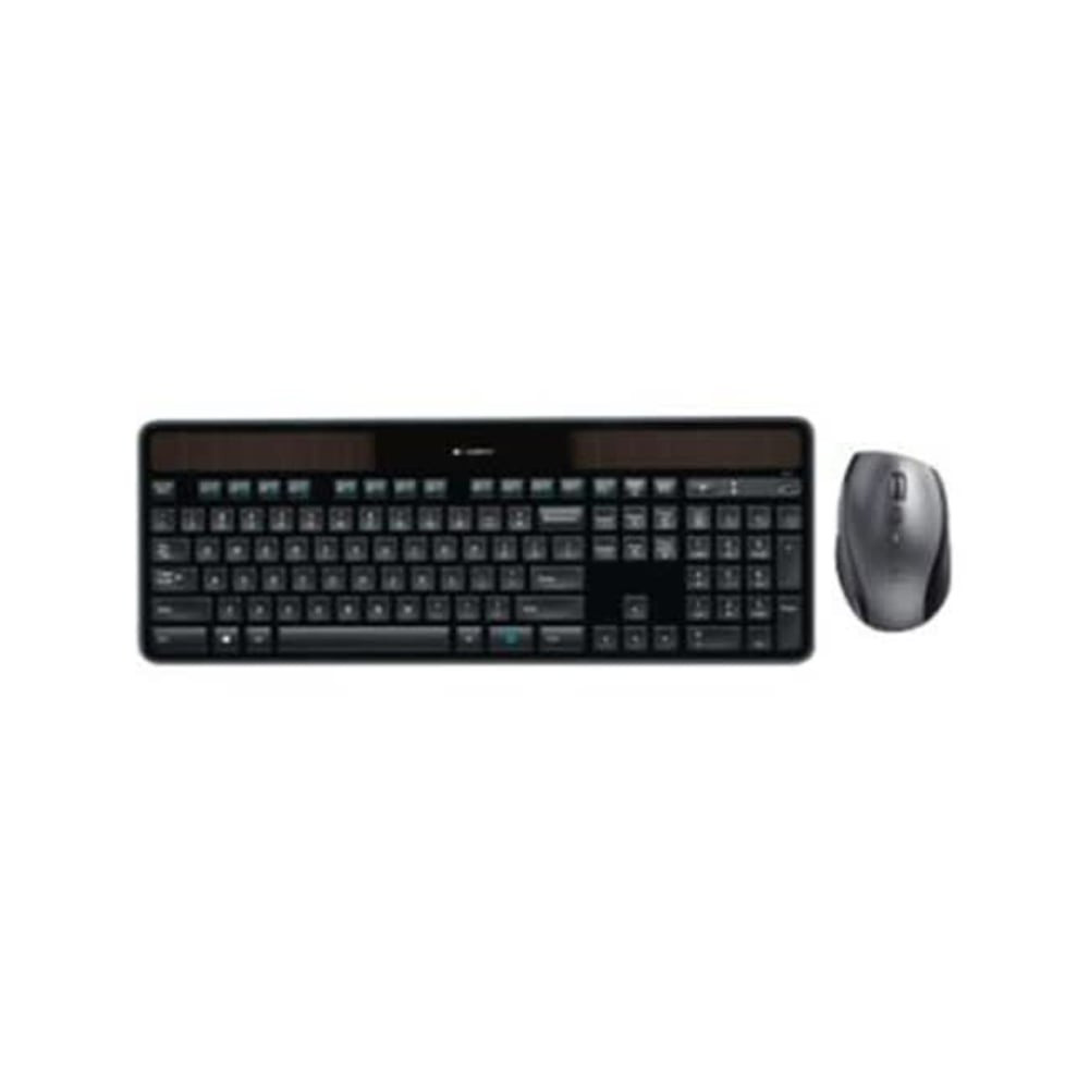 LOGITECH 920-005002  Wireless Keyboard & Mouse, Straight Compact Keyboard, Black, Right-Handed Laser Mouse, MK750