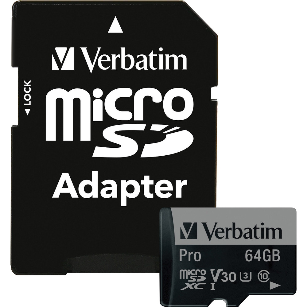 Verbatim America, LLC Verbatim 47042 Verbatim 64GB Pro 600X microSDXC Memory Card with Adapter, UHS-I U3 Class 10