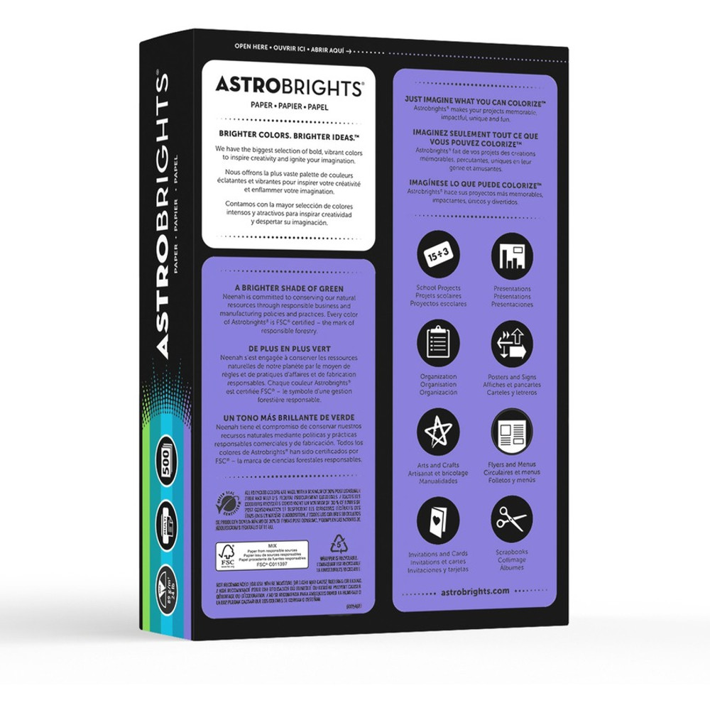 Neenah Paper, Inc Astrobrights 20274 Astrobrights Color Copy Paper - "Cool" , 5 Assorted Colours