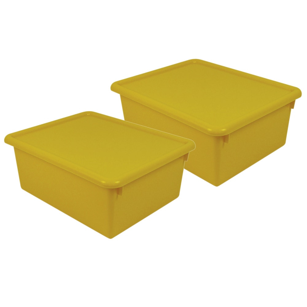 EDUCATORS RESOURCE Romanoff ROM16003-2  Stowaway Letter Boxes With Lids, 5-1/4inH x 10-1/2inW x 13-1/4inD, Yellow, Pack Of 2 Boxes