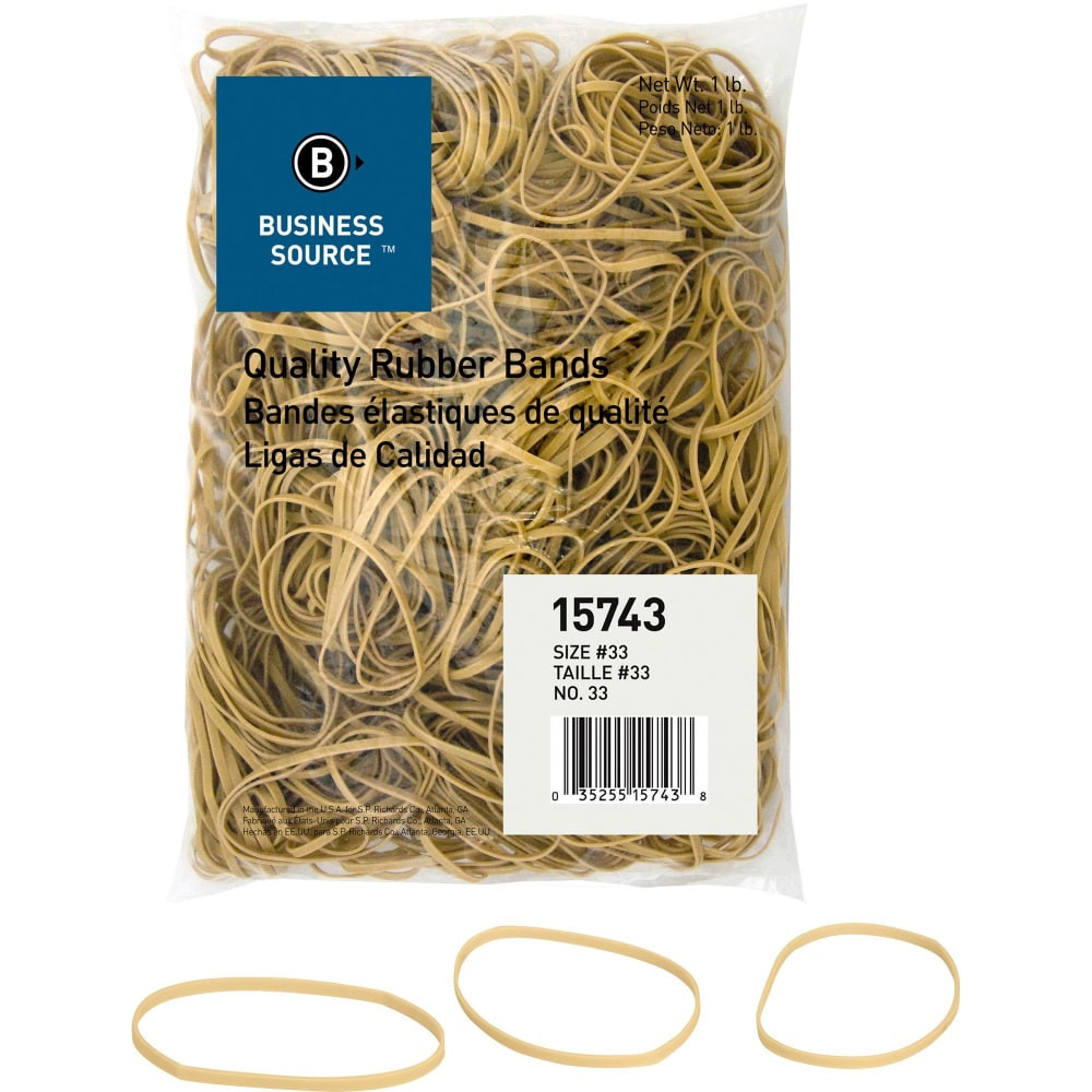 SP RICHARDS 15743 Business Source Quality Rubber Bands - Size: #33 - 3.5in Length x 0.1in Width - Sustainable - 600 / Pack - Rubber - Crepe