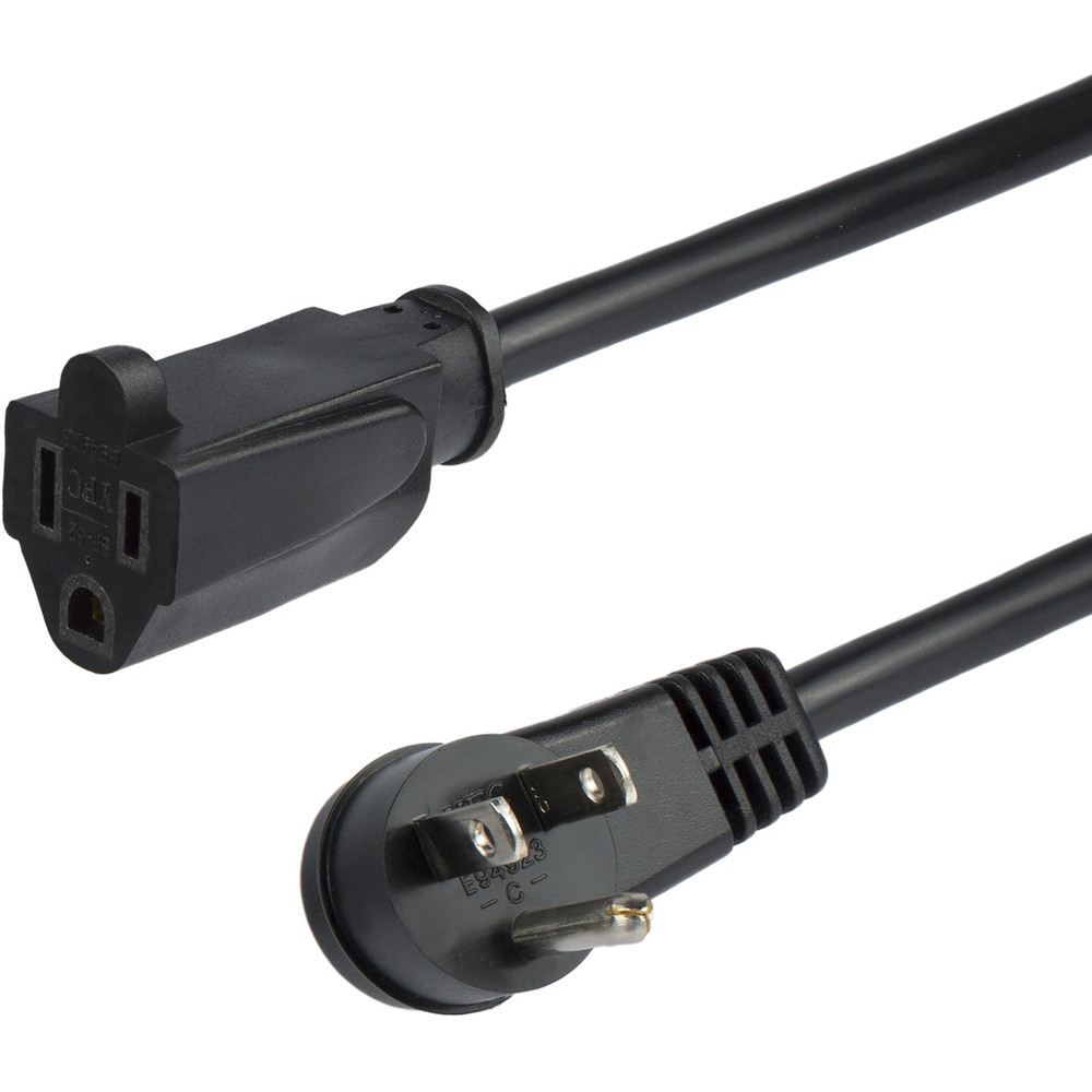 StarTech.com PAC101R3 StarTech.com 3ft (1m) Power Extension Cord, Right Angle NEMA 5-15P to NEMA 5-15R, 13A 125V, 16AWG, Black, Flat Outlet Extension Cable
