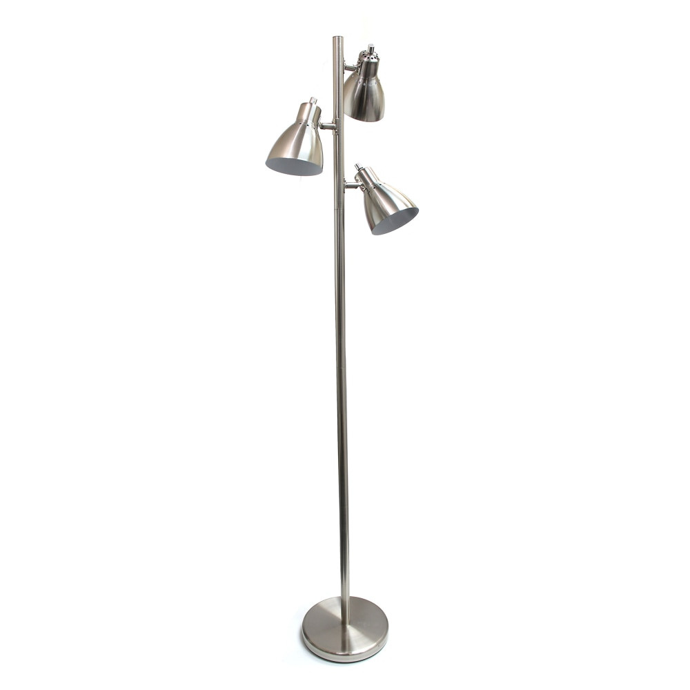 ALL THE RAGES INC Creekwood Home CWF-3003-BN  Essentix 3-Light Metal Tree Floor Lamp, 64inH, Brushed Nickel Shades/Brushed Nickel Base