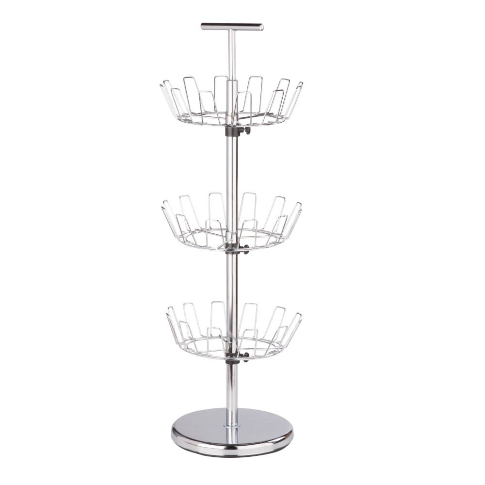 HONEY-CAN-DO INTERNATIONAL, LLC SHO-01482 Honey-Can-Do 3-Tier Revolving Shoe Tree, 39 3/8inH x 11 1/2inW x 11 1/2inD, Chrome