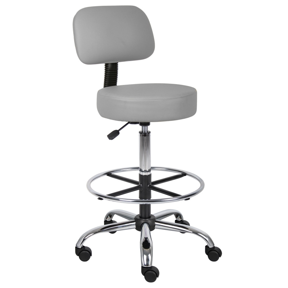 NORSTAR OFFICE PRODUCTS INC. B16245-GY Boss Office Products Medical Drafting Stool, With Backrest, Caressoft Vinyl, Gray