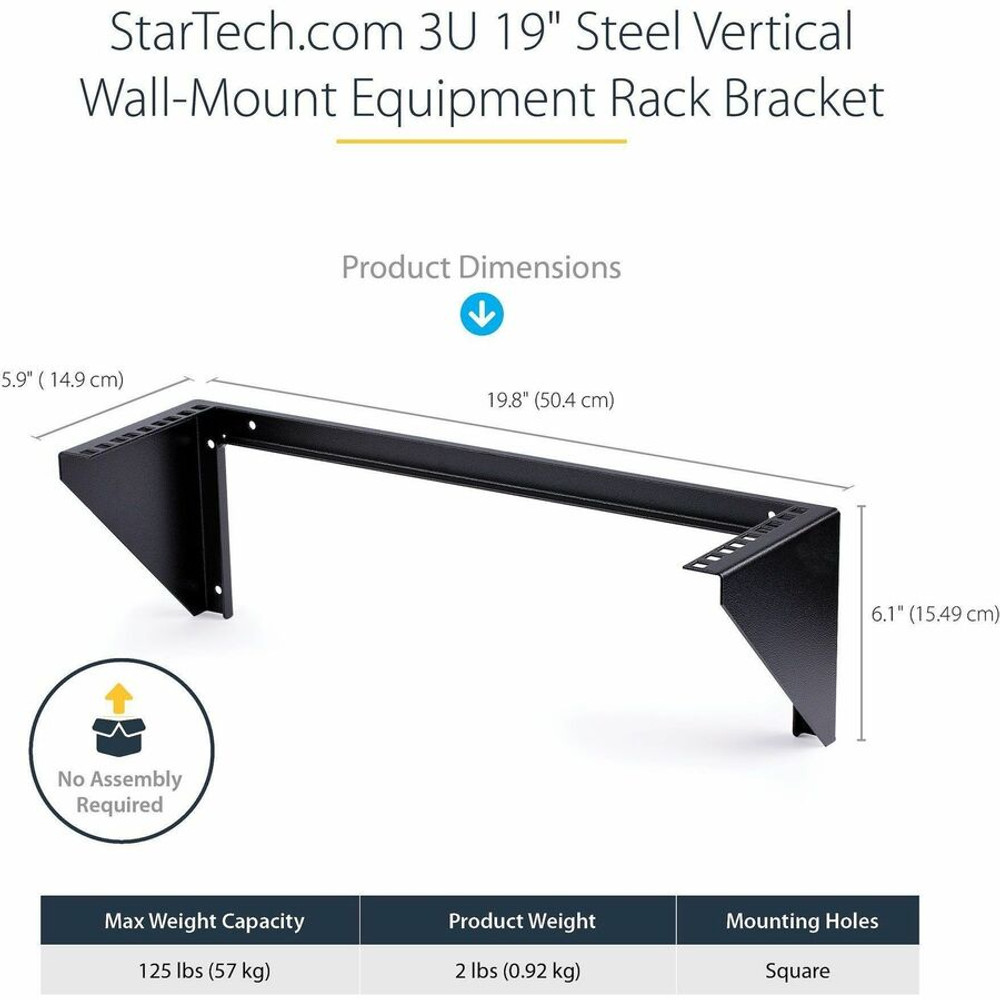 StarTech.com RK319WALLV StarTech.com 3U 19" Wall Mount Vertical Rack Bracket, Patch Panel Wall Mount Bracket for AV/IT Equipment, 3U Rack for Cabinet/Server Room