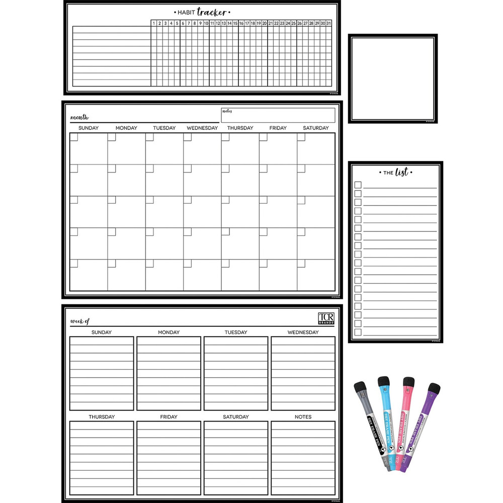 Teacher Created Resources 77407 Teacher Created Resources Black & White Dry-Erase Magnetic Calendar Set
