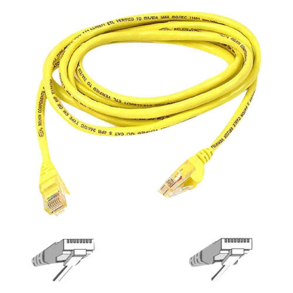 BELKIN, INC. A3L791-01-YLW-S Belkin Cat5e Cable - RJ-45 Male - RJ-45 Male - 1ft - Yellow