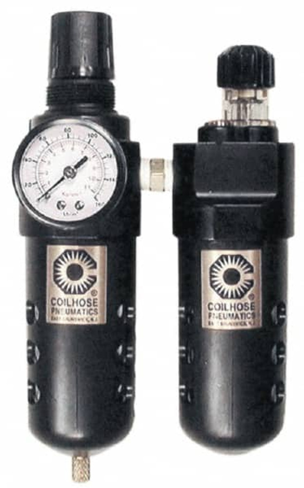 Coilhose Pneumatics 26FCL2-G FRL Combination Unit: 1/4 NPT, Compact, 2 Pc Filter/Regulator-Lubricator with Pressure Gauge