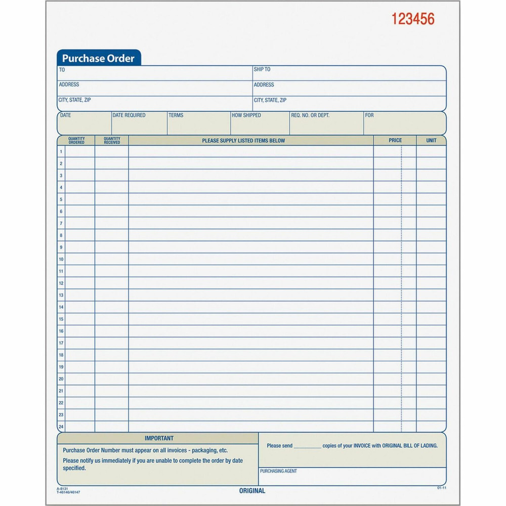 TOPS Products TOPS 46146 TOPS Carbonless 2-Part Purchase Order Books