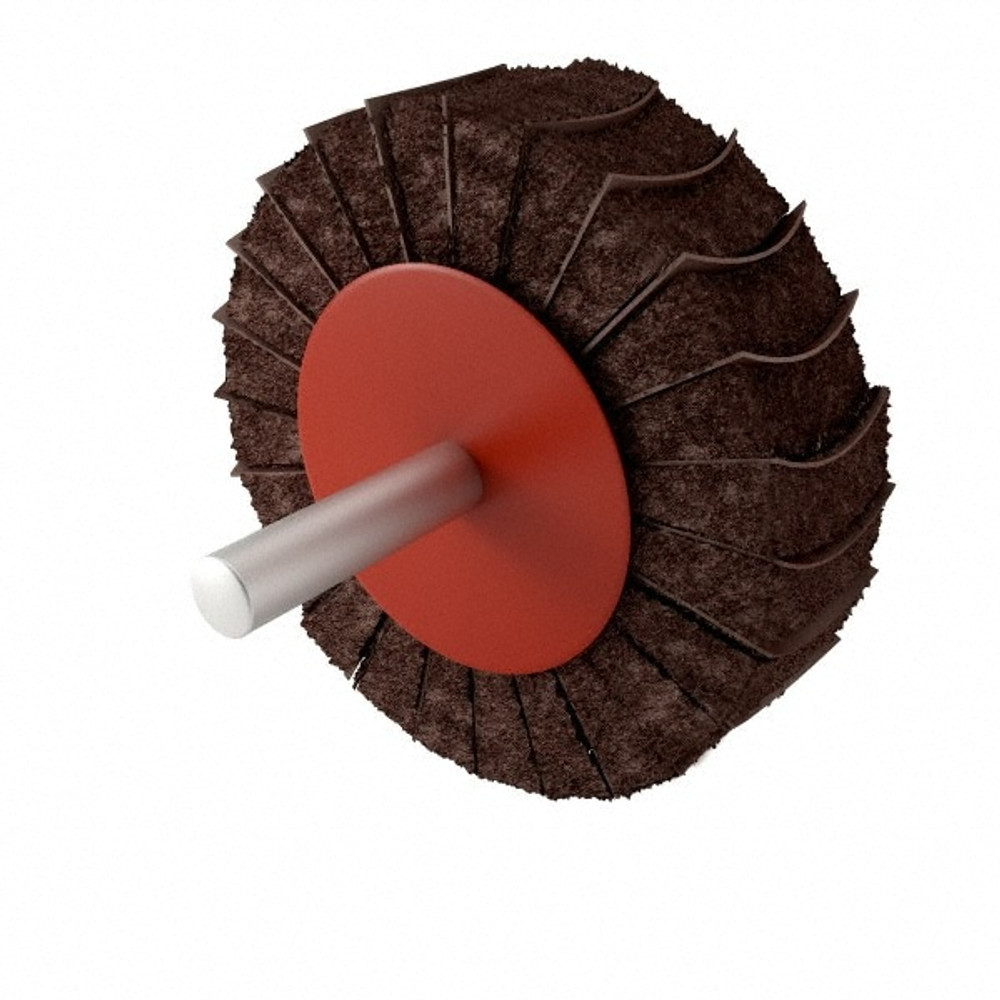 Superior Abrasives A008588 Mounted Flap Wheel: 3" Dia, 1" Face Width, 180 Grit, Aluminum Oxide