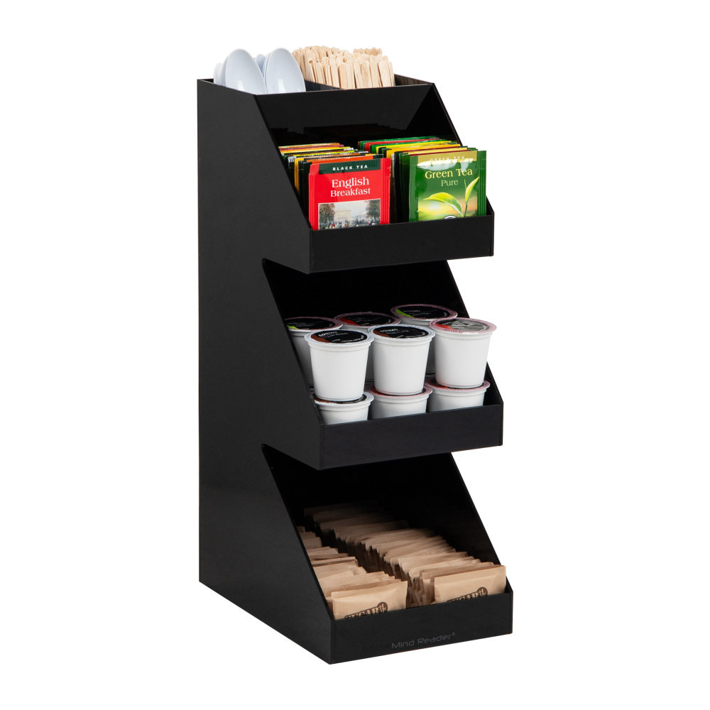 EMS MIND READER LLC 3TCORG-BLK Mind Reader Coffee Tea Utensil and Condiment Countertop Organizer, 6inL x 9inW x 16inH, Black