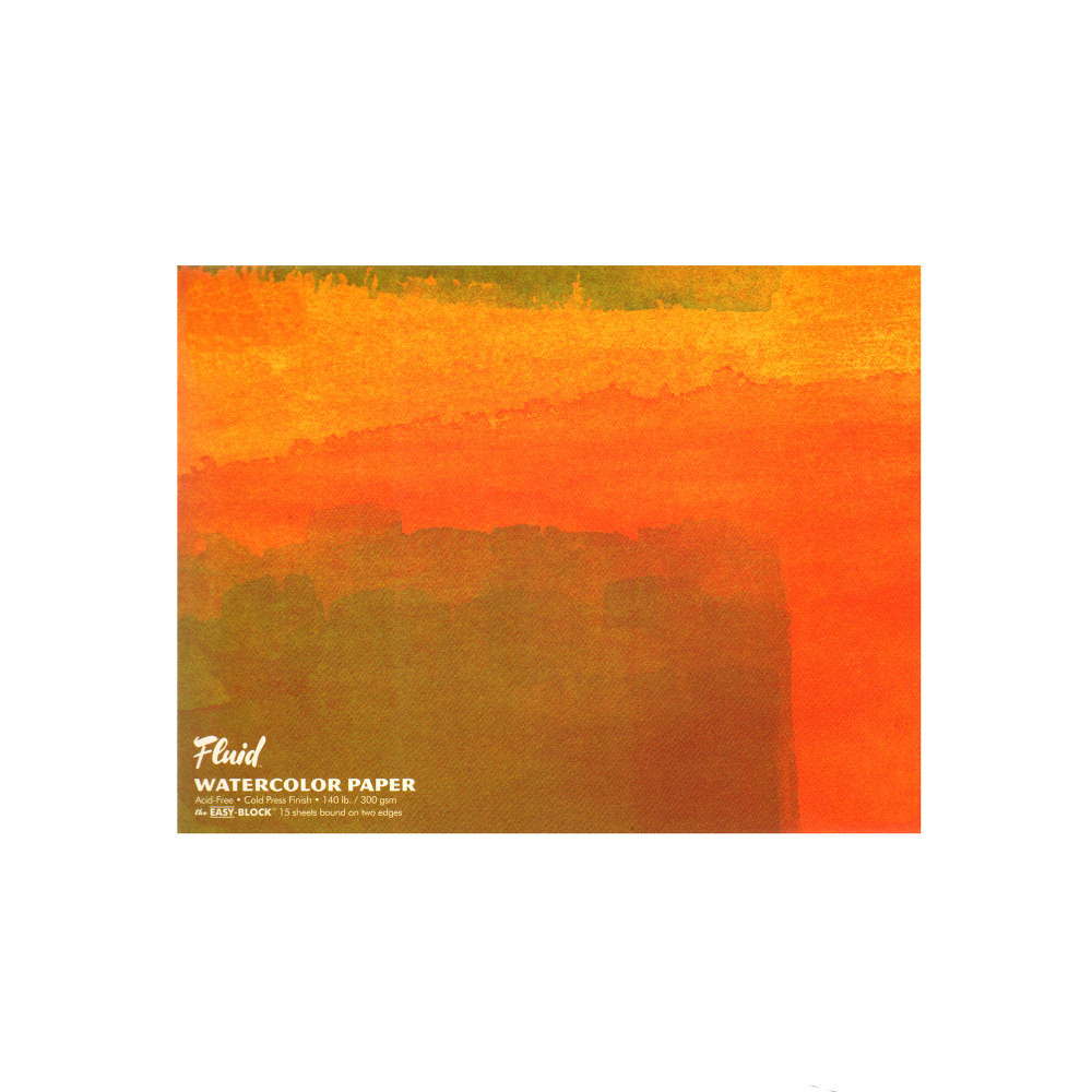 Having the right papers can help make sure your paintings look as vivid and colorful as they do in your imagination. This Global Art paper is designed to stay securely in place as you work, helping to minimize stray strokes and marks.  Fluid watercolor block includes 15 sheets of watercolor paper.  Sheets are glued along two edges, holding the paper flat as you paint. When your painting is dry, slide a dull knife or letter opener in the open side under the top sheet. Release the glue along one edge and pull your painting free.  Provides the great strength and working integrity of more expensive mould-made papers.  Crafted in small batches at excessively slow speeds for finer control of quality.  140-lb paper.  18in x 24in white block is great for everyday use.