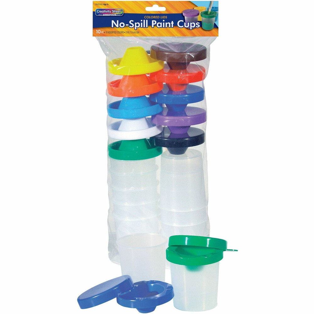 Dixon Ticonderoga Company Dixon 5100 Pacon&reg; Creativity Street No-Spill Round Paint Cups With Colored Lids