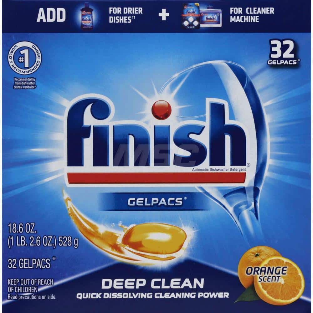 Finish RAC81053 Dish Detergent; Form: Liquid ; Container Type: Gelpac ; Container Size (Lb.): 1.42 ; Scent: Orange ; For Use With: Dish Detergent