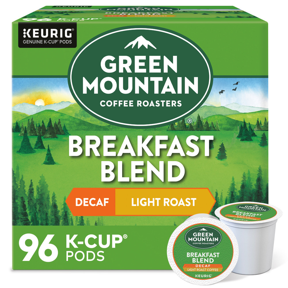 GREEN MOUNTAIN COFFEE ROASTERS, INC. GMT6570CT Green Mountain Coffee Single-Serve Coffee K-Cup, Decaffeinated, Breakfast Blend, Carton Of 96, 4 x 24 Per Box
