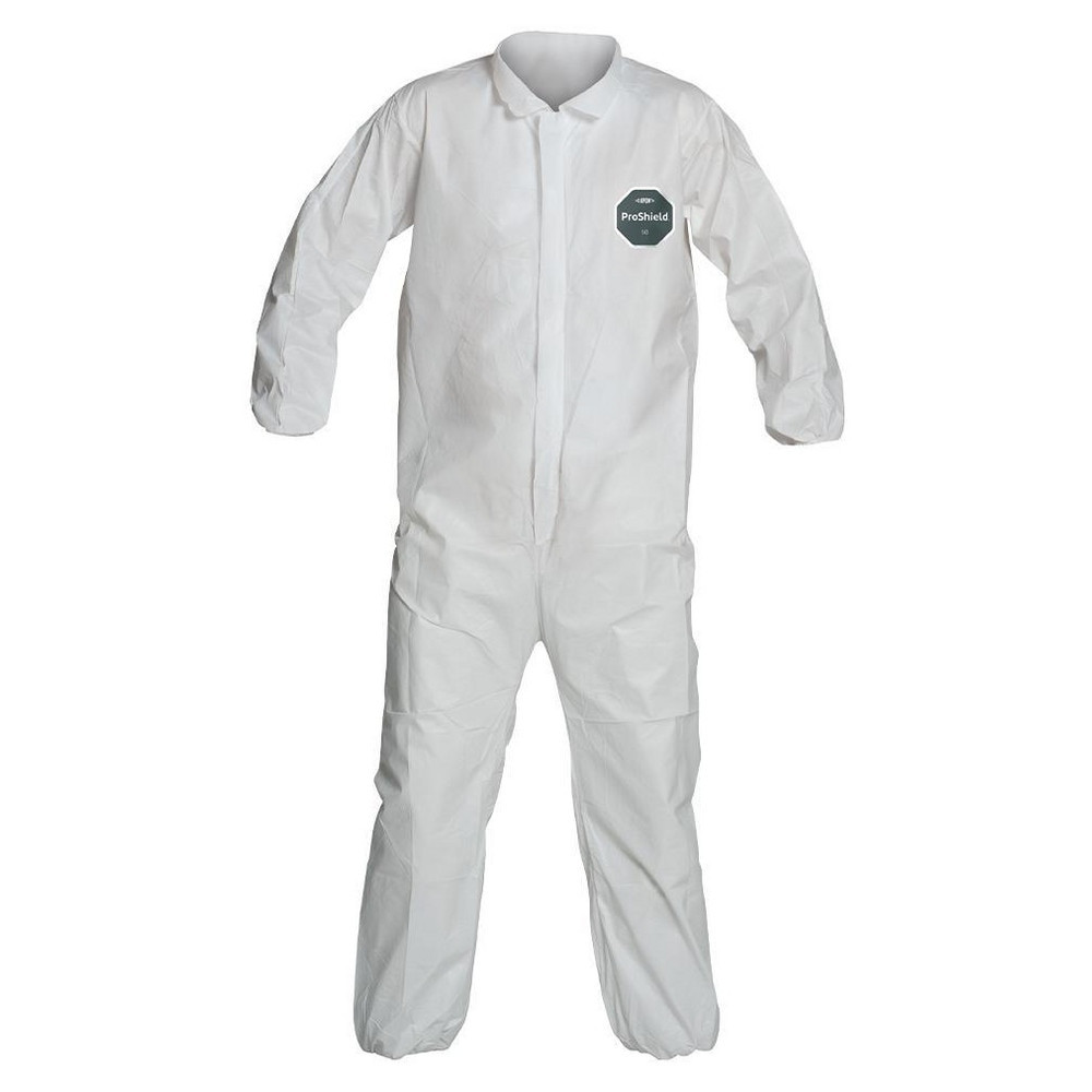 Dupont NB125SWHXL00250 Disposable Coveralls: Size X-Large, 1.5 oz, SMS, Zipper Closure