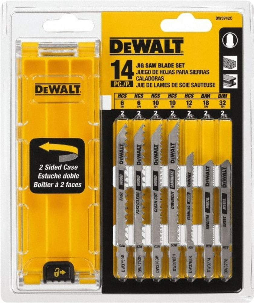 DeWALT DW3742C 14 Piece, 3" to 5" Long, 6 to 32 Teeth per Inch, Bi-Metal Jig Saw Blade Set