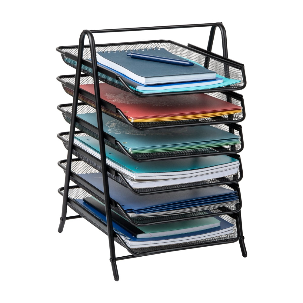 EMS MIND READER LLC 6TPAPER-BLK Mind Reader 6-Tier Paper Tray, 18inH x 13-3/4inW x 11-3/4inD, Black