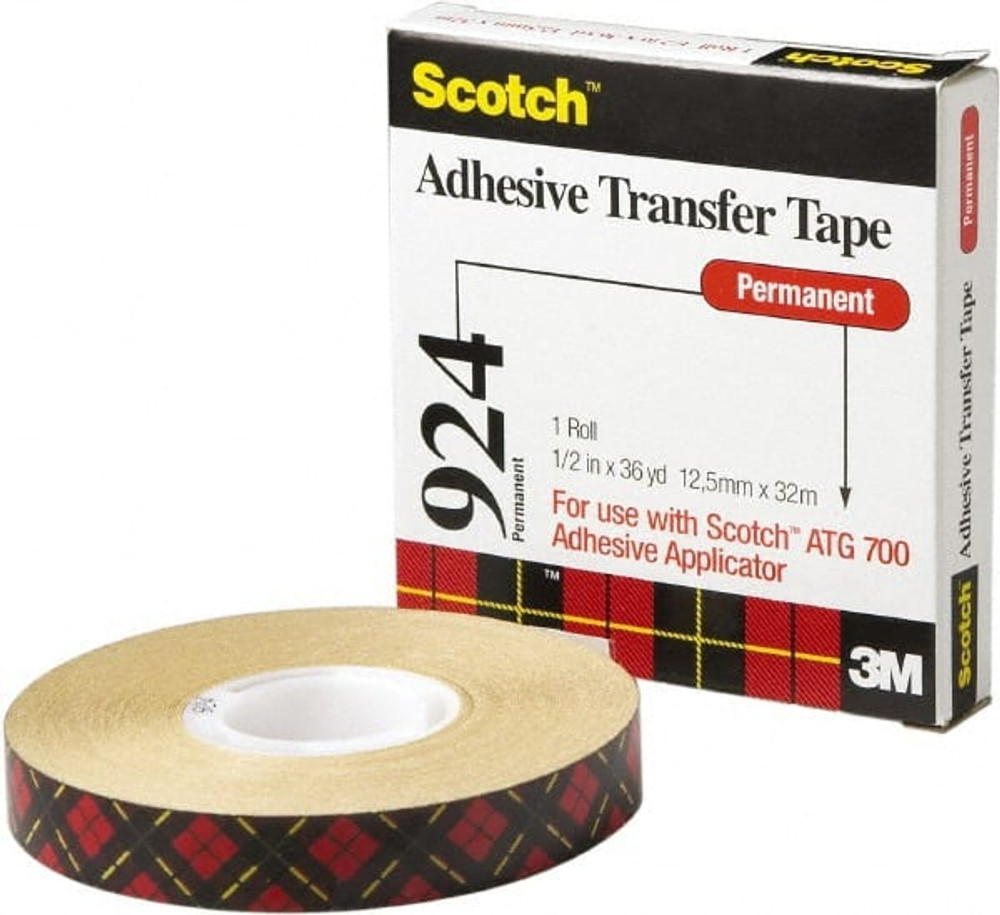 3M 7000047500 Adhesive Transfer Tape: 1/2" Wide, 36 yd