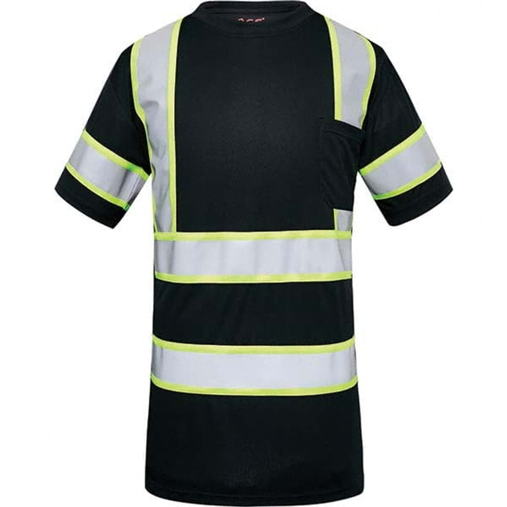 GSS Safety 5011-LG Work Shirt: High-Visibility, Large, Polyester, Black & Silver, 1 Pocket