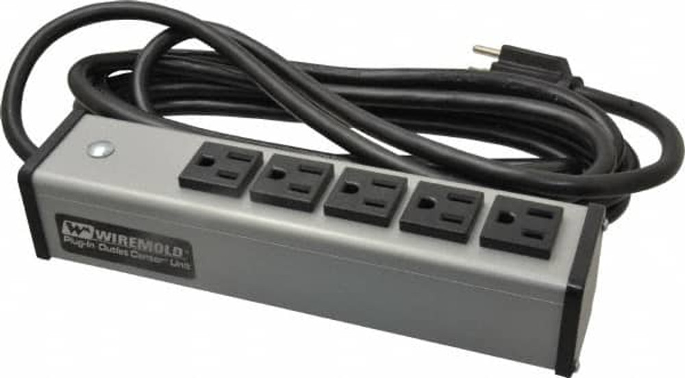 Wiremold UL100BD 5 Outlets, 120 Volts, 15 Amps, 15' Cord, Power Outlet Strip
