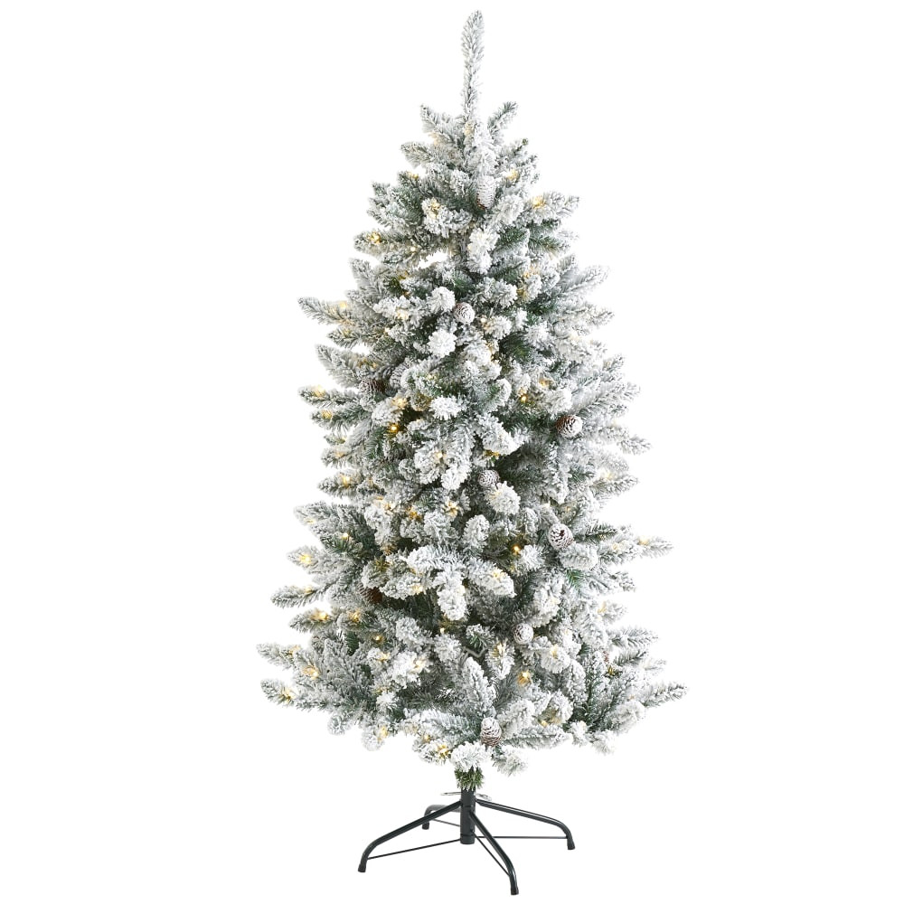 NEARLY NATURAL INC. T1610 Nearly Natural Flocked Livingston Fir Artificial Christmas Tree, 5'