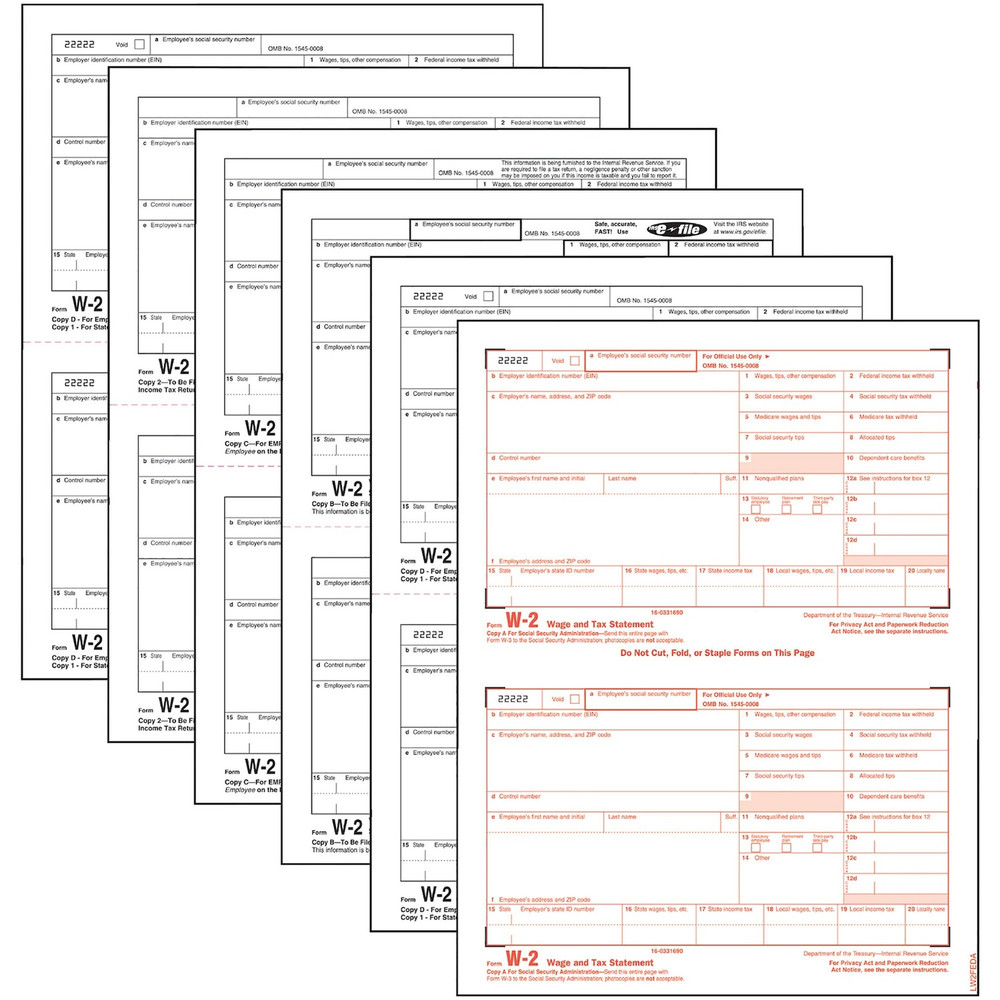 TOPS Products TOPS 22991 TOPS Laser W-2 Forms Kits