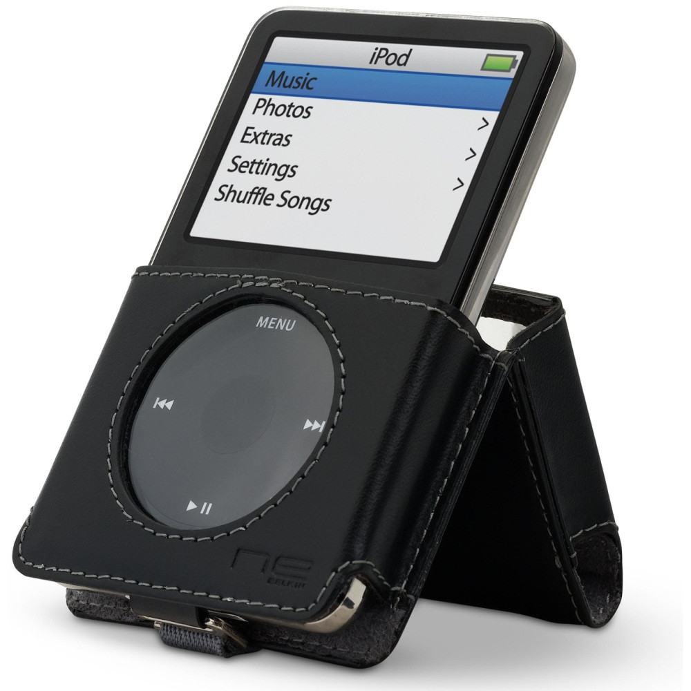 BELKIN, INC. F8Z068 Belkin Kickstand Case for 5G iPod - Case for player - fine-grain leather - black - for Apple iPod (5G)