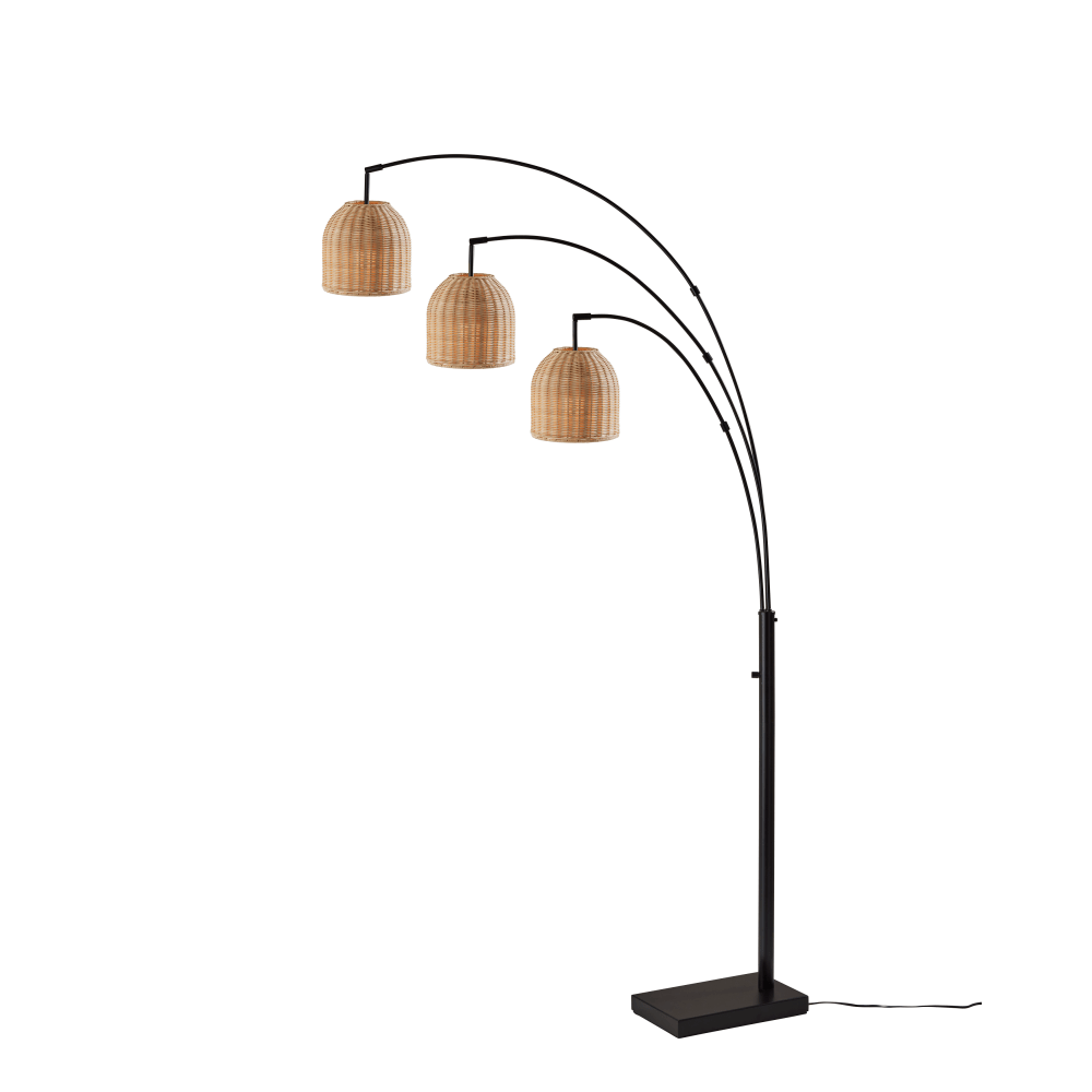 ADESSO INC 4334-26 Adesso Bahama 3-Arm Arc Lamp, 82inH, Bronze/Rattan