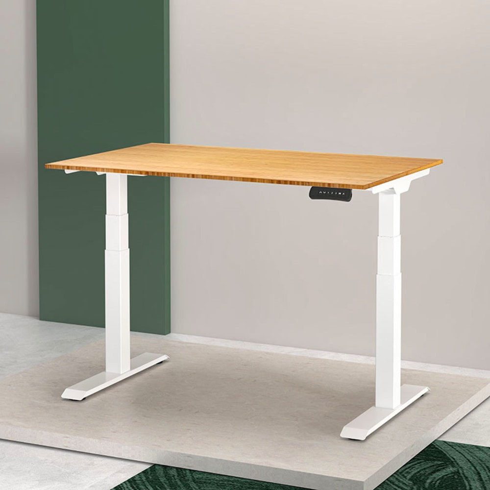 ZOXOU INC. FlexiSpot E7WVR5528LBZB  E7 55inW Height-Adjustable Standing Desk, Bamboo/White
