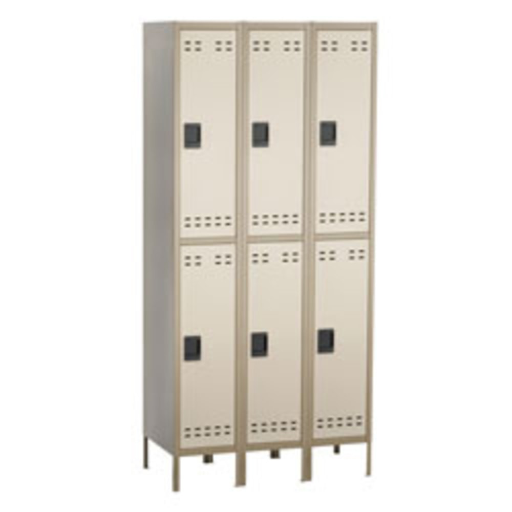 SAFCO PRODUCTS CO 5526TN Safco Storage Lockers, Double-Tier, Bank Of 3, Tan