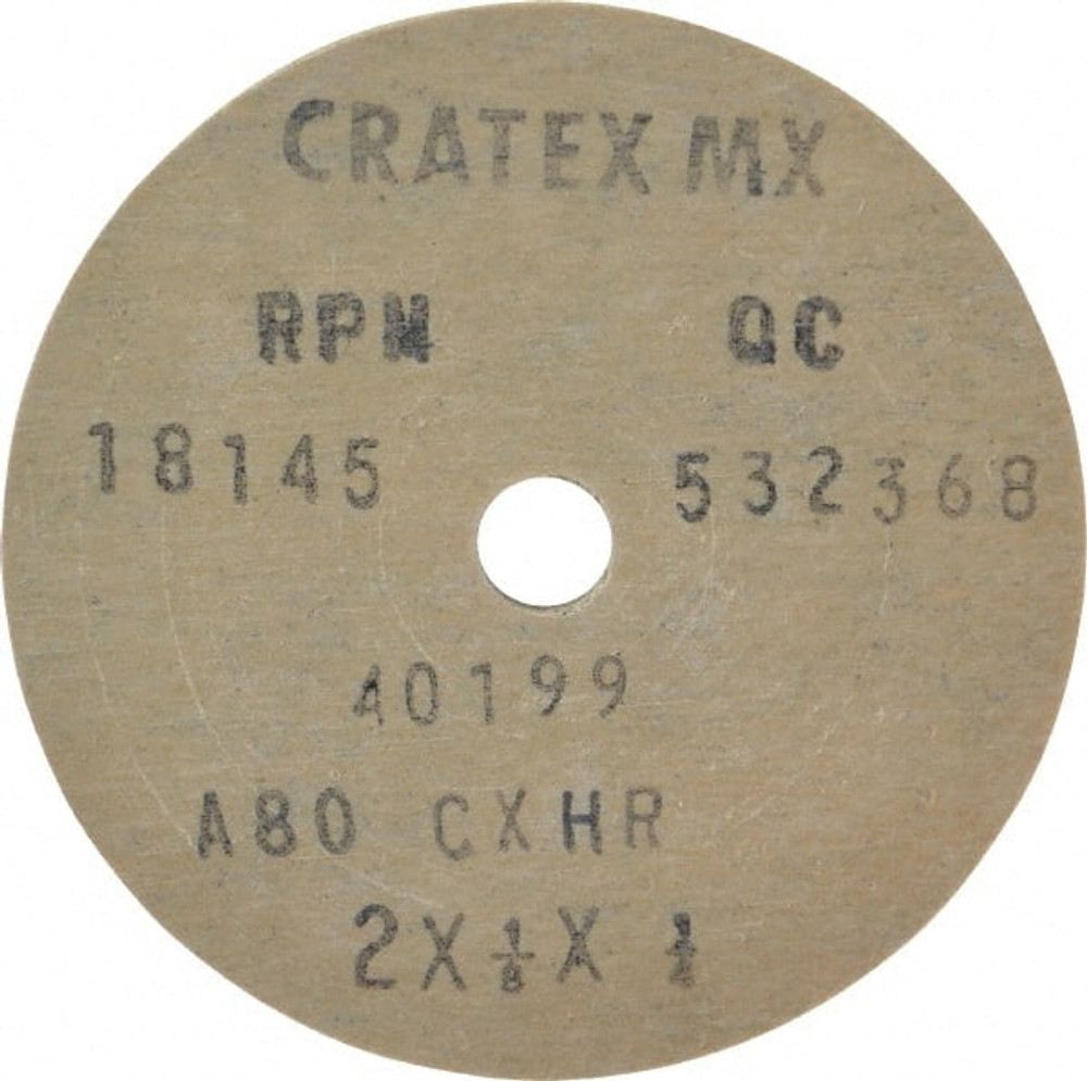 Cratex 40199 Surface Grinding Wheel: 2" Dia, 1/8" Thick, 1/4" Hole, 80 Grit